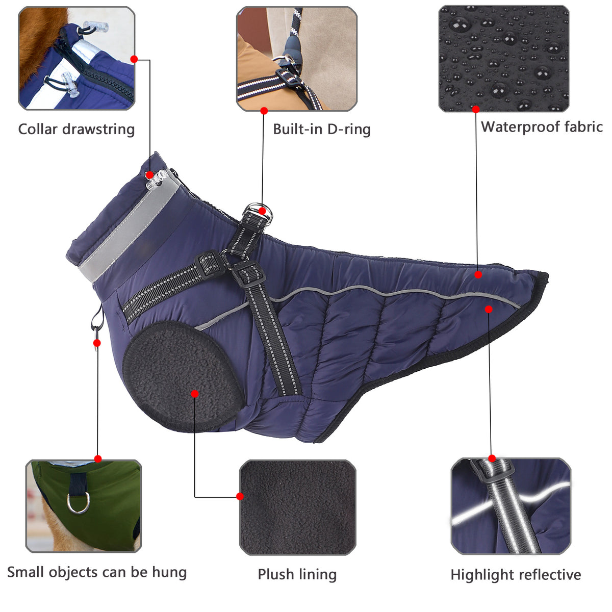 Warm Reflective Traction Coat Plus Fleece Waterproof Jacket