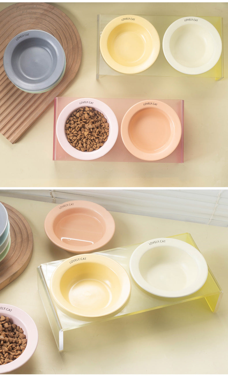 Cat Bowl Rack Acrylic Dog Bowl Anti-tumble