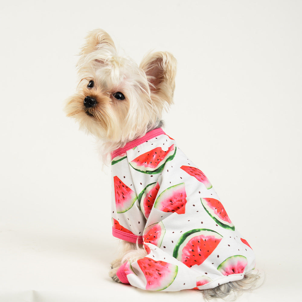 Fashion Dog Watermelon Printing Four-legged Jumpsuit