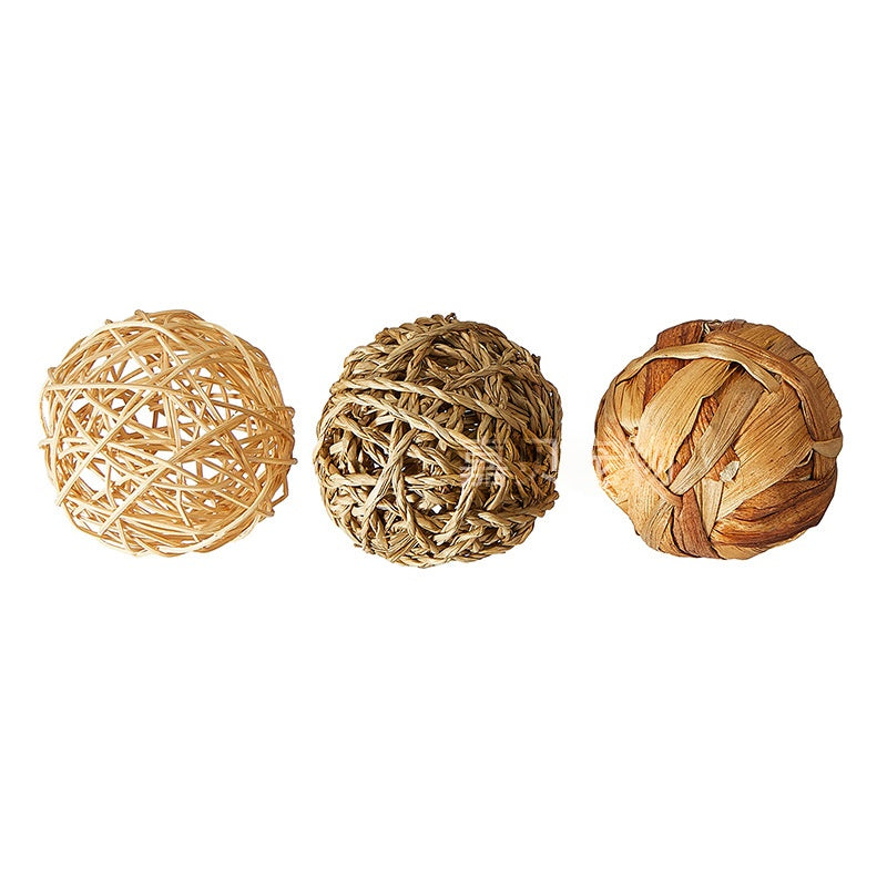 Natural Hand-woven Ball Rattan Ball Set