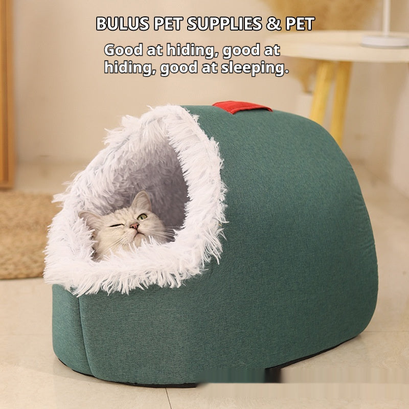 Stylish Thickened Insulated Enclosed Cat Bed