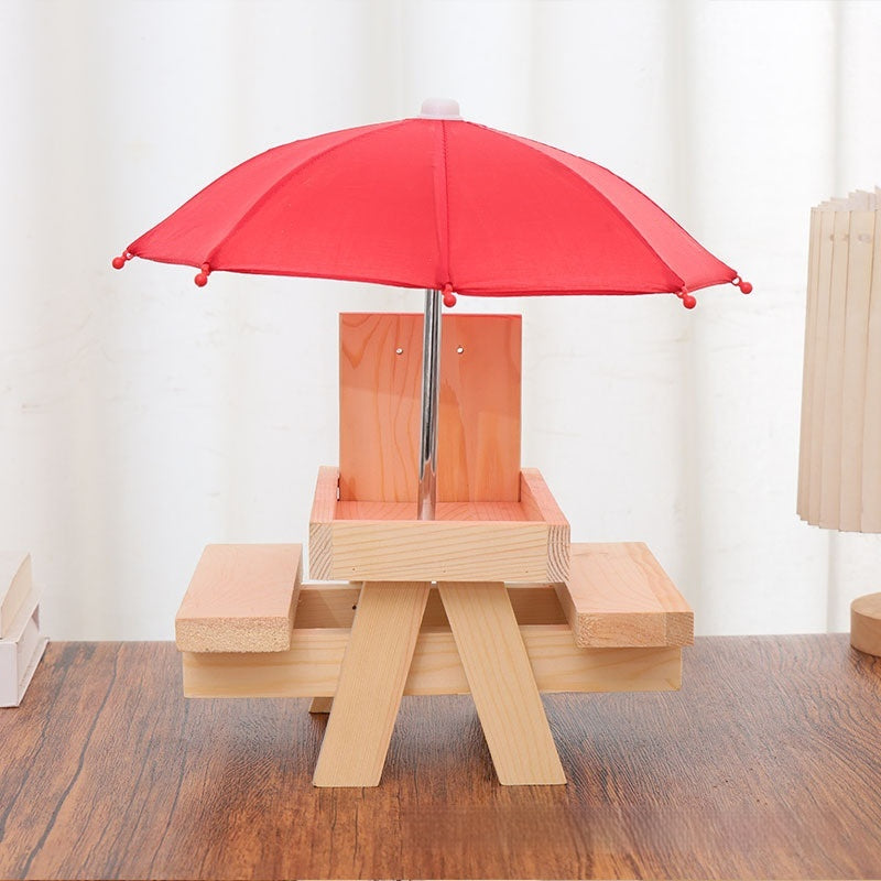 Wooden Outdoor Chipmunk Feeder Pet Dining-table Corn Bracket With Bench