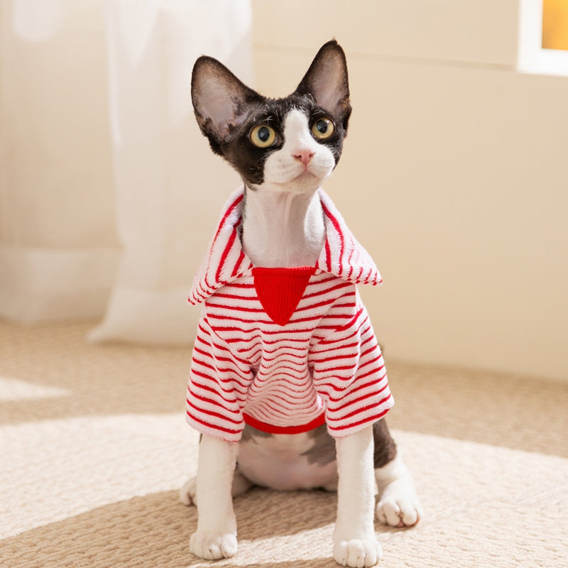 Autumn And Winter New Two-legged Warm Fleece Clothing For Pets, Small And Medium-sized Dogs, Dogs, Cats, Bichon Frises And Puppies, Striped Clothes