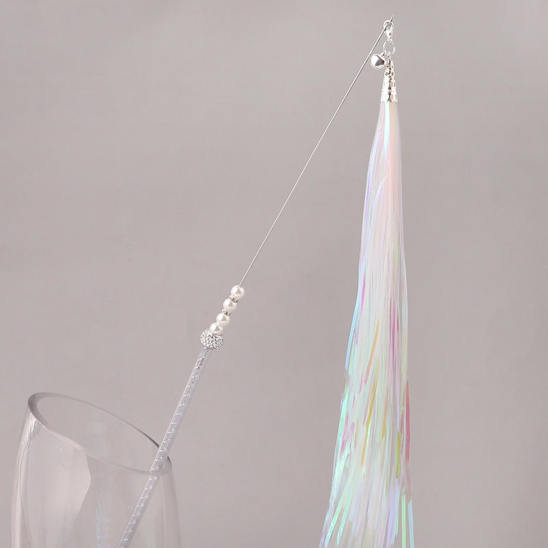 46cm Acrylic Tube String Bright Silky Paper Tassel Funny Cat Stick