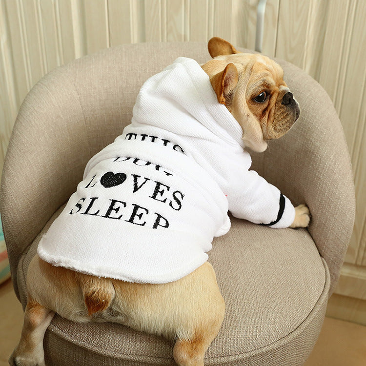 Pet Hooded Bathrobe White Coral Casual