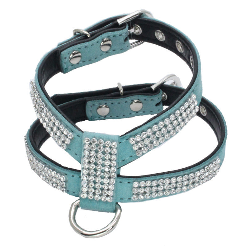 Small Dog K-shaped Rhinestone Pet Hand Holding Rope Chest Strap Suit