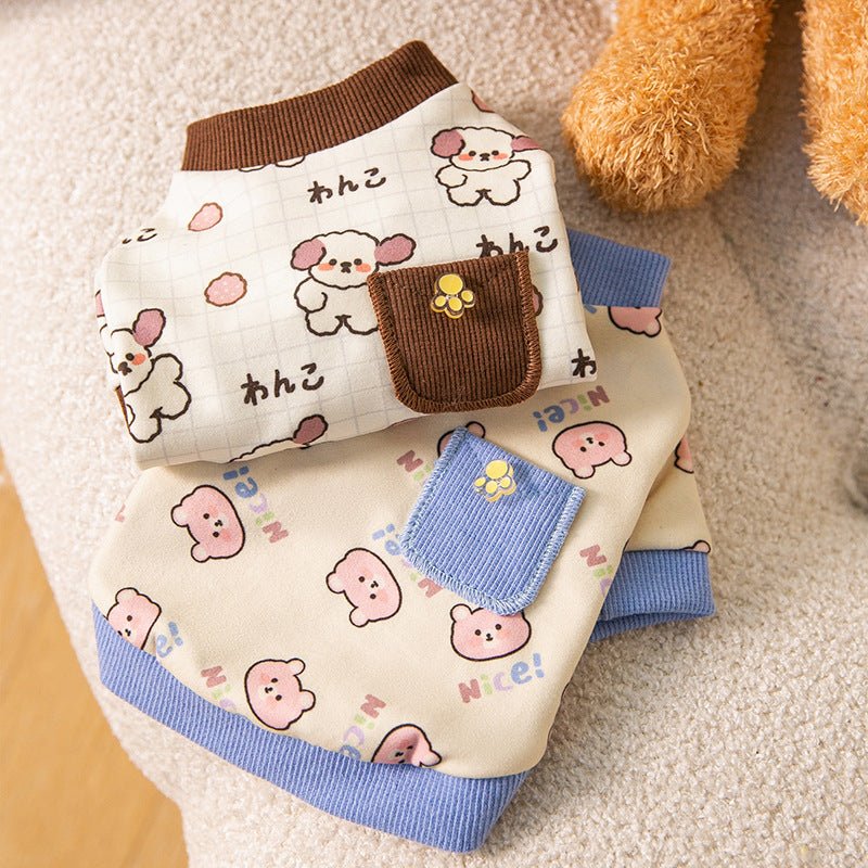 Pet Clothing, Warm Pockets For Autumn And Winter, Bear Home Wear, Base Layer, Cute Style, Two-legged Clothes For Cats, Dogs And Dogs