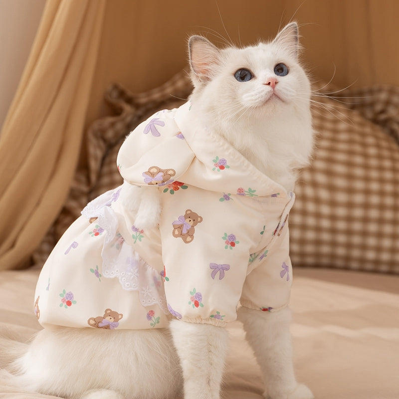 Cat Clothes, Bear Two-legged Cotton-padded Clothes For Kittens, With Fleece Added For Warmth In Autumn And Winter. Two-legged Small Dog Pet Clothing