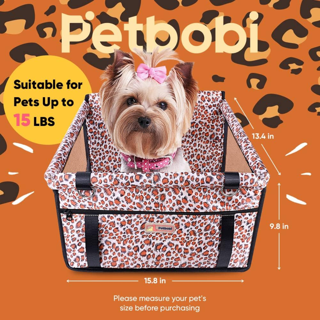 Small Dog Car Seat, Dog Car Booster Seat For Small Medium Dogs Foldable Front Seat Safety With Sturdy PVC Tube Frame, Breathable Mesh