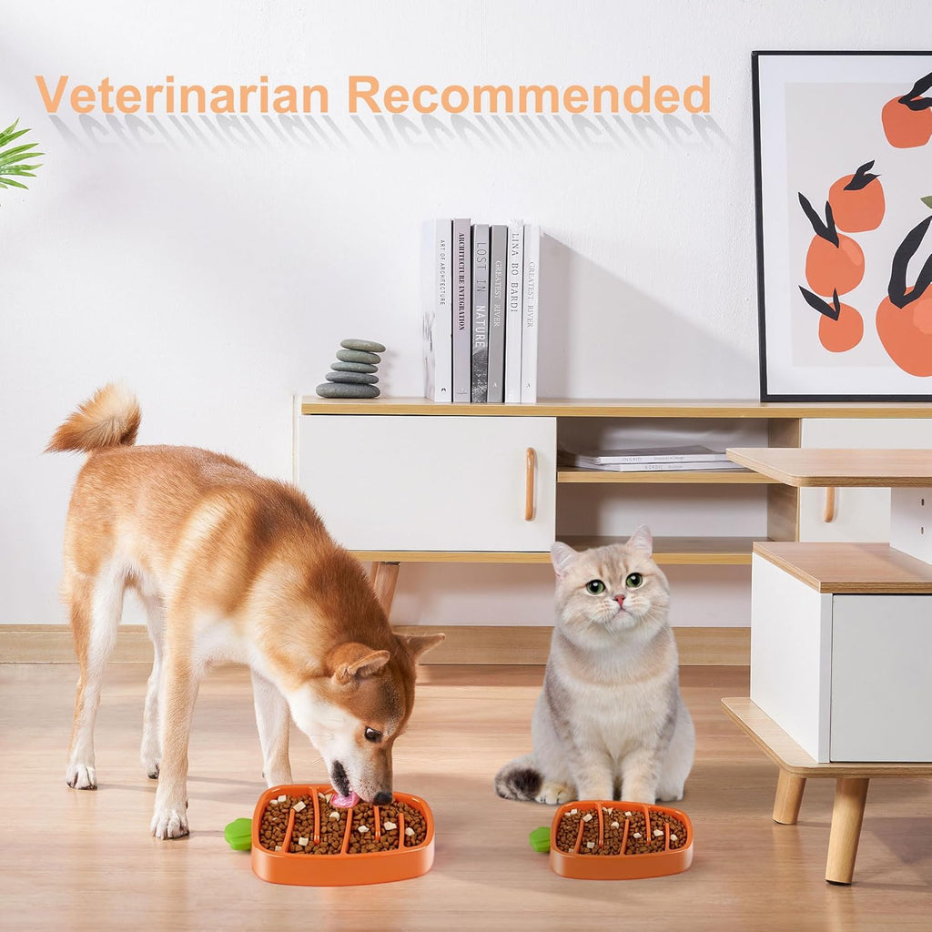 Slow Feeder Dog Bowl, Dog Food Bowl For Small & Medium-Sized Dogs, Carrot Design Dog Bowls,Non-Slip Dog Slow Feeder Bowls, Pet Slow Feeder Bowl For