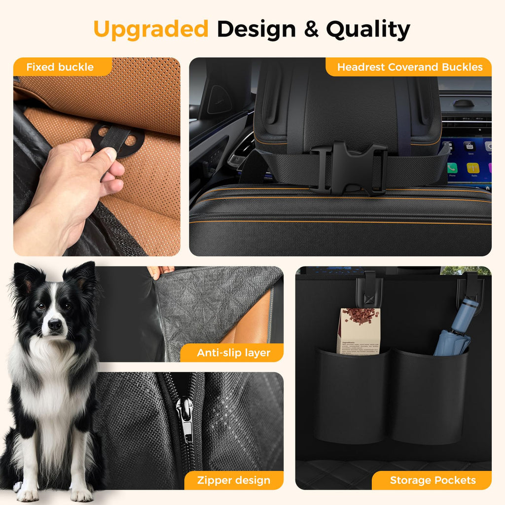 Dog Car Seat Cover For Back Seat, Waterproof Scratch Proof Nonslip Seat Cover,Duty Scratch Soft Dog Hammock For Car For Cars Trucks And SUVs Black