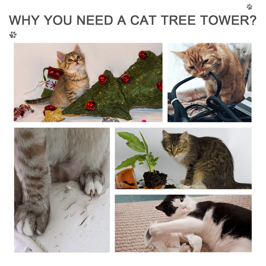 102" Adjustable Height Floor to Ceiling Cat Tree, 5 Level Cat Tower with Scratching Posts, Hammock, Gray