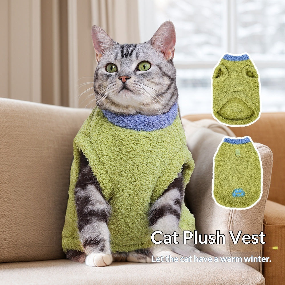 Cloud Down Pet Clothes Fleece-Lined Vest For Autumn And Winter