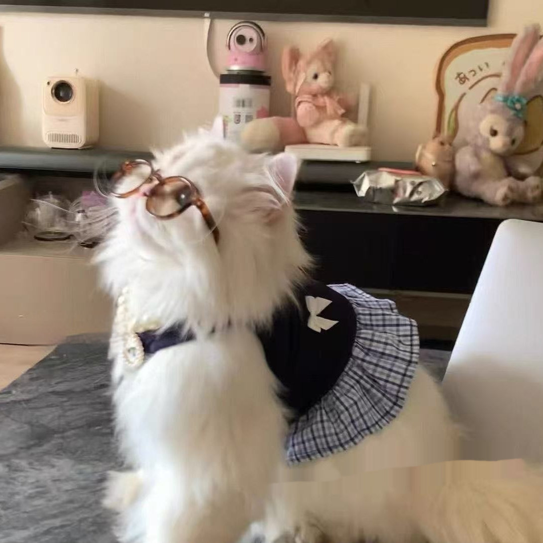Small Cat And Dog Vest Dress Preppy Style