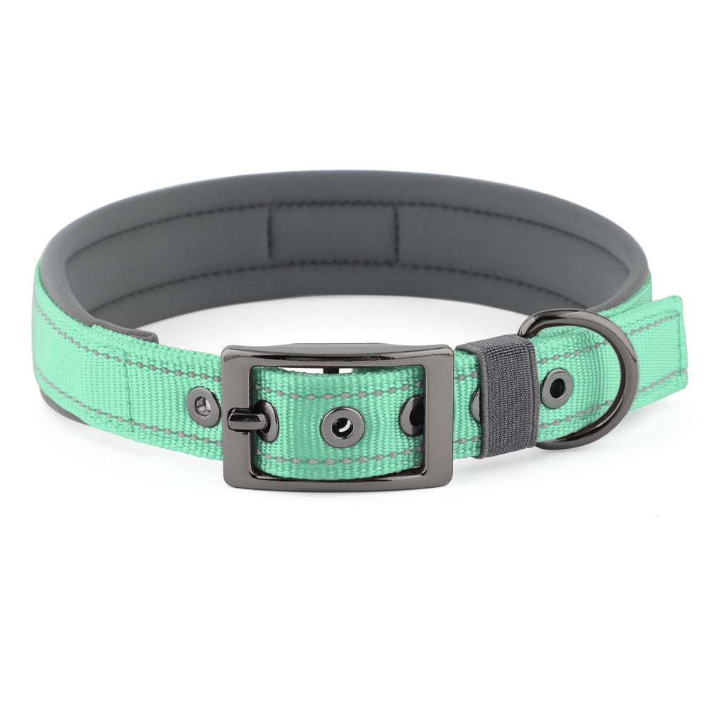 Reflective Dog Collar For Medium Dogs, Adjustable Wide Soft Comfortable Breathable Neoprene Padded Nylon Collar With Heavy Duty Metal Buckle For
