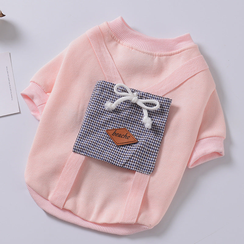 Casual Dog Clothes Back Pockets Outing Hooded Sweater