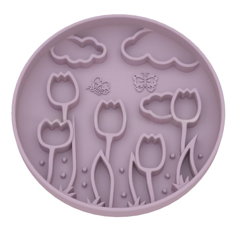 Tulip Slow-feeding Bowl Suction-cup Licking Mat Slow-feeding Pad Pet Silicone Licking Mat Slows Feeding
