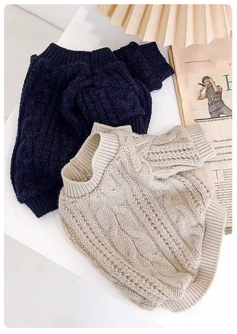 Casual Simple Solid Color Pet Sweater Warm Cat Anti-lint Clothes