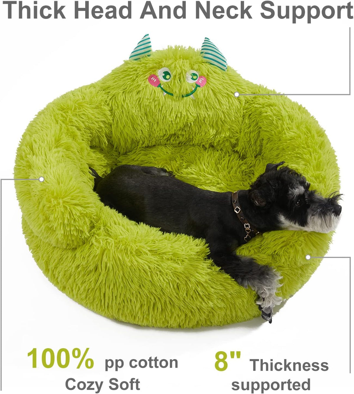 Cute Calming Dog And Cat Bed Indoor High Bolster Donut Dog Beds Comfortable Plush Cuddler Dog Be Size For Small Dogs And Cats Cute Cartoon Soft Bed