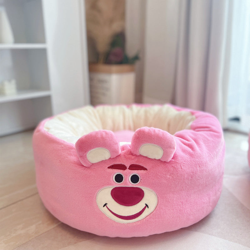 Cartoon Dog Nest Red Panda Nest Four Seasons Universal Autumn And Winter Plush Pet Nest Cushion Round Bed