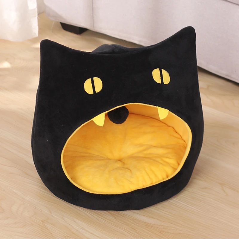 Soft Warm Cat Bed Cat Shape Design Pet House Cat Kennel Cozy Bed For Small Dog Kitten Basket For Halloween Decor