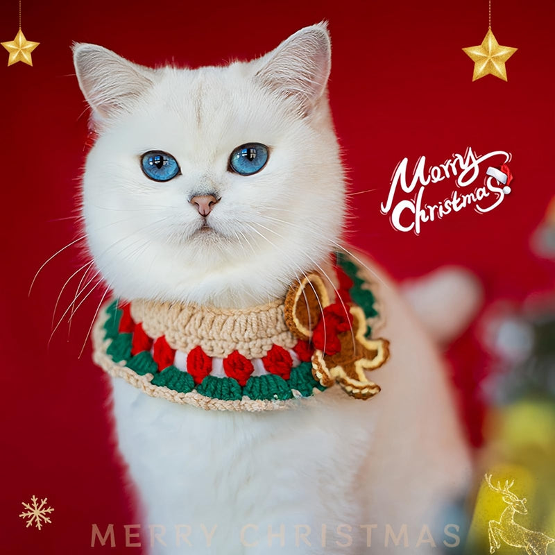 Adjustable Christmas Knit Pet Collar, Crochet Elk Pattern For Cats, Dogs & Pets, Comfortable,Stylish