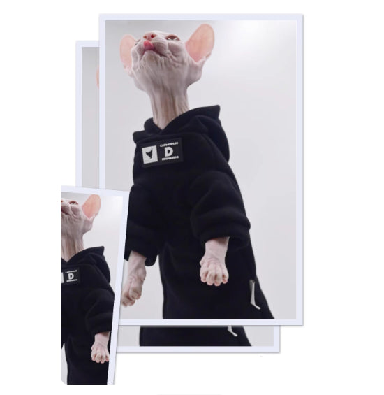 Street-style Fleece-lined Winter Sweater For Hairless Cats Soft Sphynx Cat Clothing