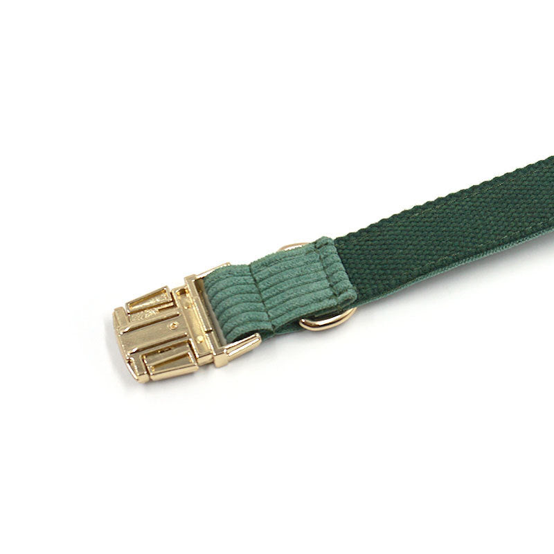 Duck Poop Green Corduroy Dog Collar