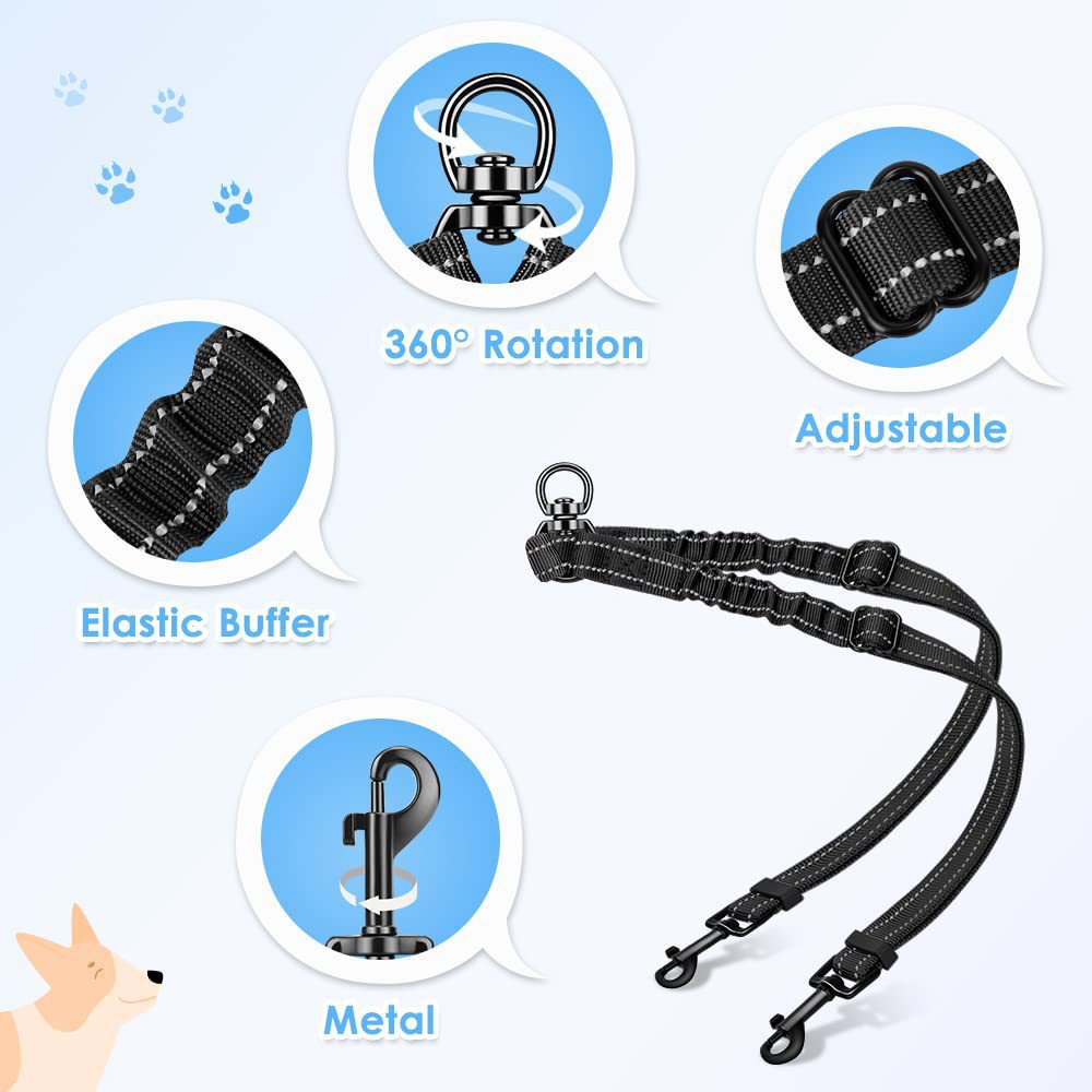 New Product Double Dog Leash 360 Rotating Reflective Traction Belt