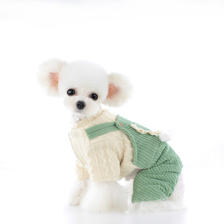 Corduroy Strip Strap Four-legged VIP Dog Clothes