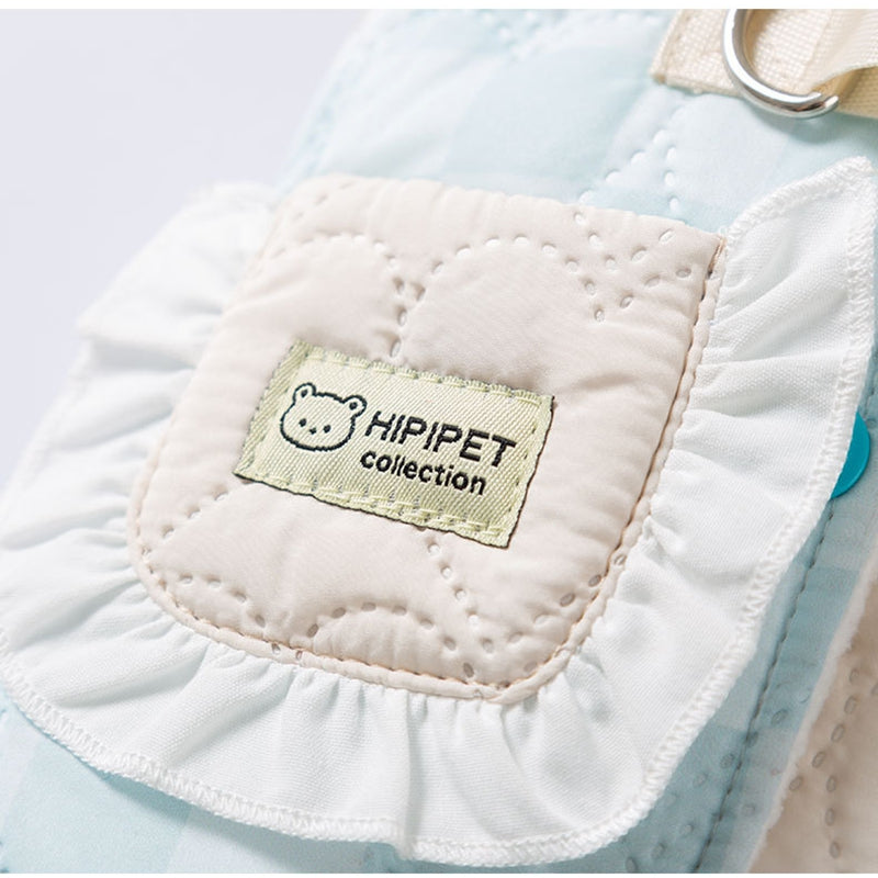 For Autumn And Winter, There Are Thick And Warm Heart-shaped Checkered Pocket Towing Vests, Cotton-padded Clothes, And Two-legged Pet Dog Clothes For