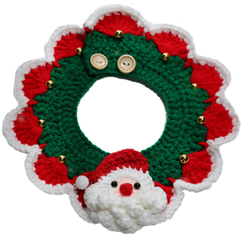 Knitted Wool Saliva Towel Christmas Bib