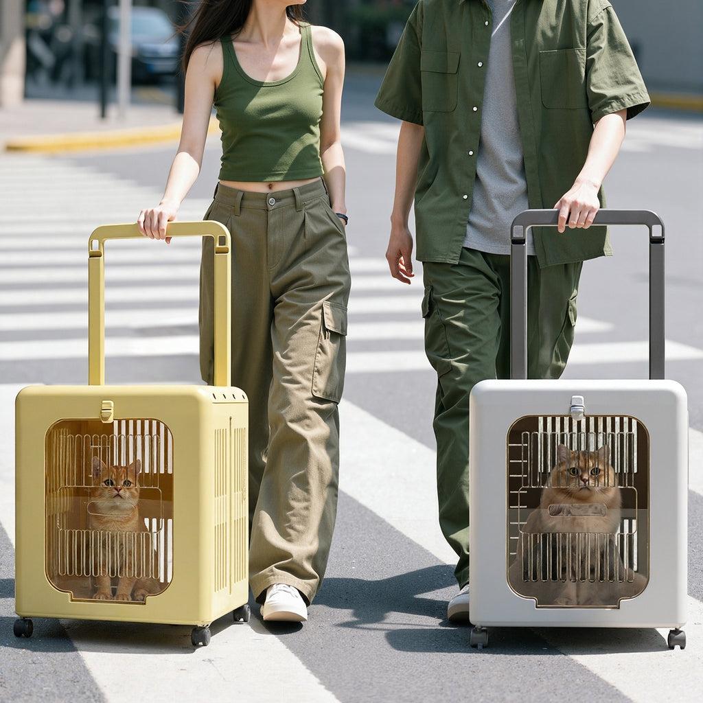 Pet Trolley Case For Catsportable And Foldable For On-the-go Travel