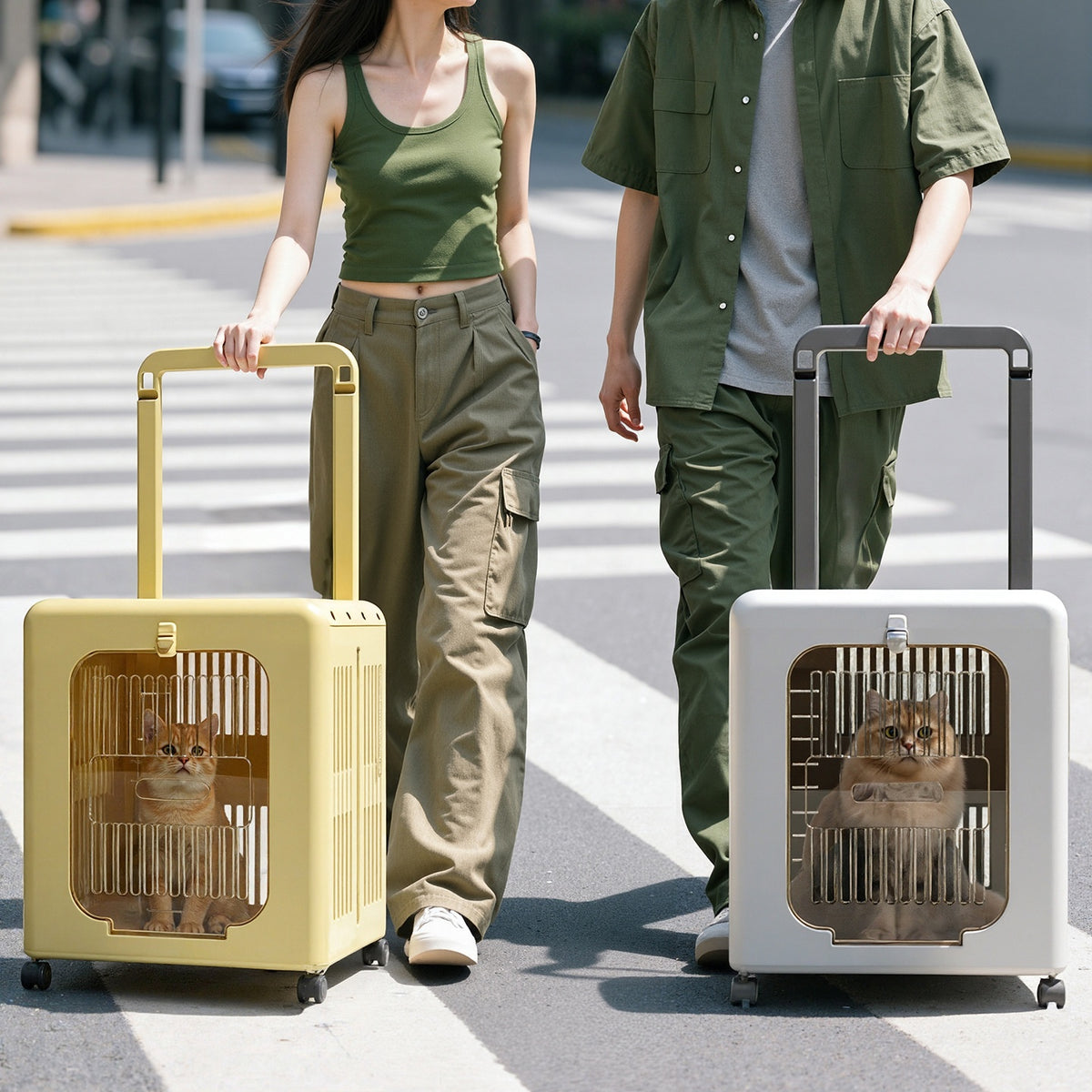 Pet Trolley Case For Catsportable And Foldable For On-the-go Travel