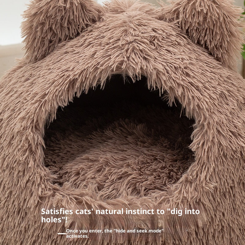 Large Cat Nest Semi-closed Warm Plush Kennel