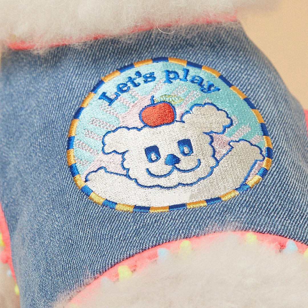 INS Style Korean Style Dark Denim Puppy Embroidery Breathable Four Seasons Chest Strap