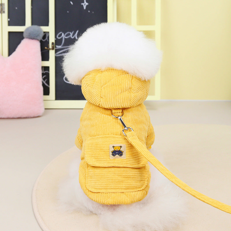 Winter Cotton-padded Jacket With Traction Rope And Pull Ring Teddy Bear Autumn And Winter Cute Cotton-padded Jacket
