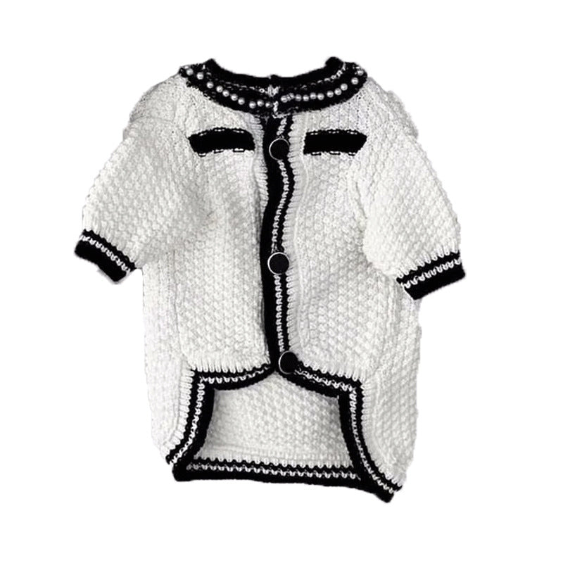 Korean Style Puppy Clothes Pearl Collar Sweater