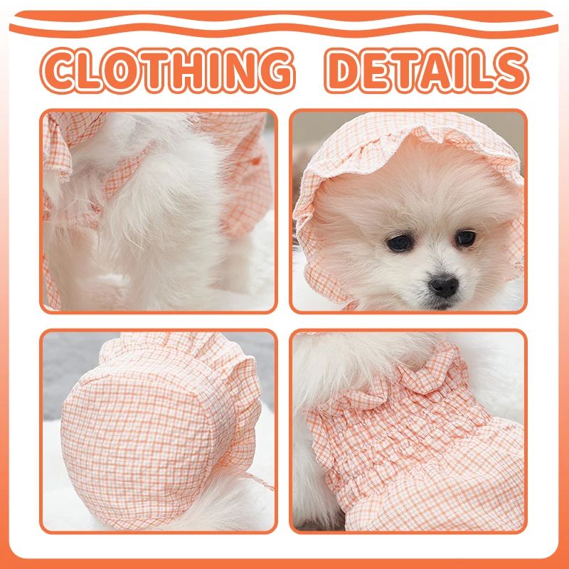 Dog Clothes Set Orange Pet Jumpsuit With Hat Fashionable Outfit For Puppy Summer Outdoor Clothing Pet Cat Yorkies Chihuahua