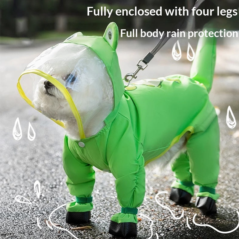Teddy Bichon Medium- And Small-Breed Dog Rain Cape With Attached Feet