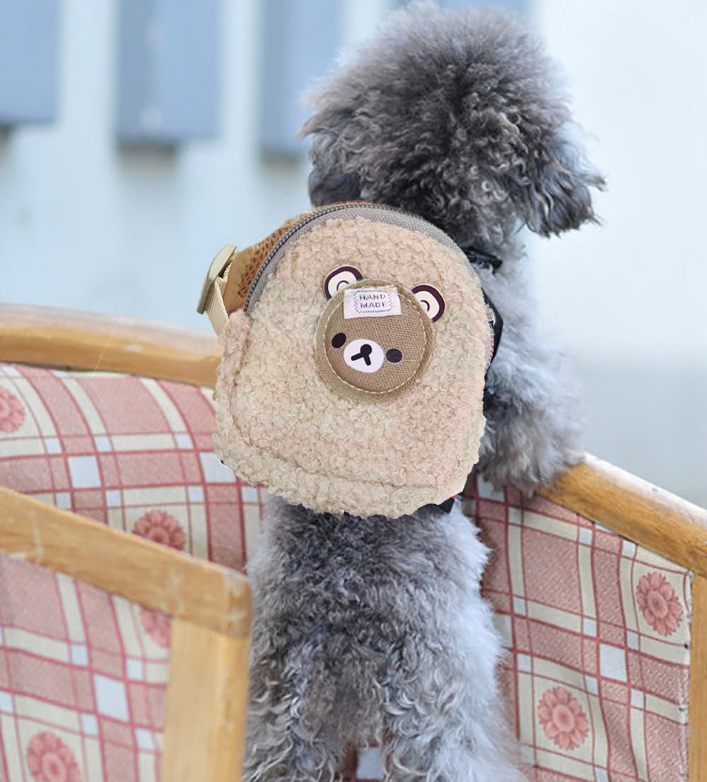 Fleece Cute Pet Backpack Chest Strap Vest Type Traction Rope