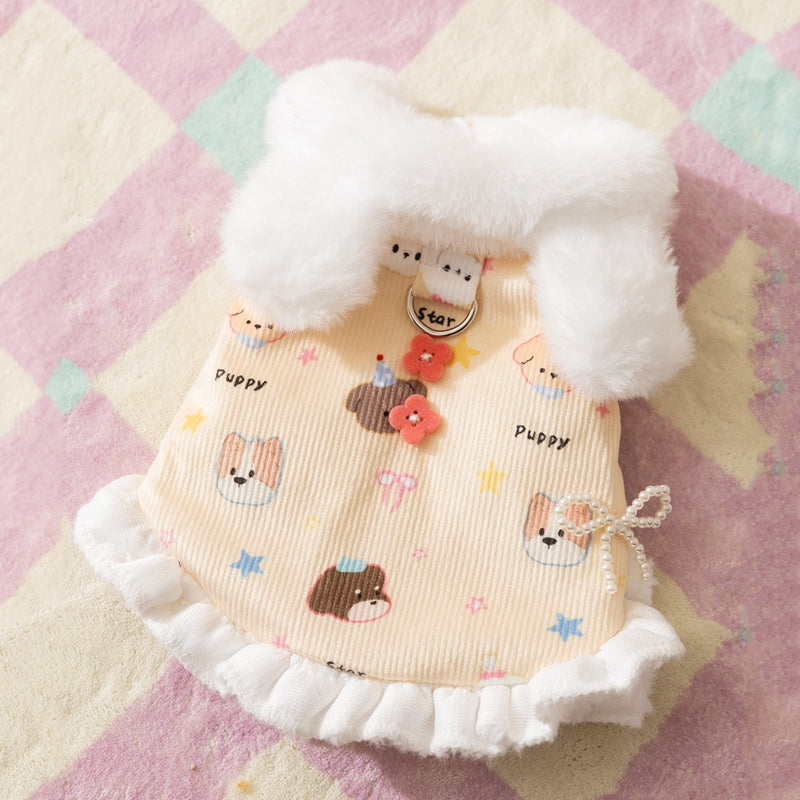 Winter Fleece Teddy Dress Cute 3D Ears - Pet Cotton Coat Puppy Winter Warmth Hooded Clothes Pet Supplies