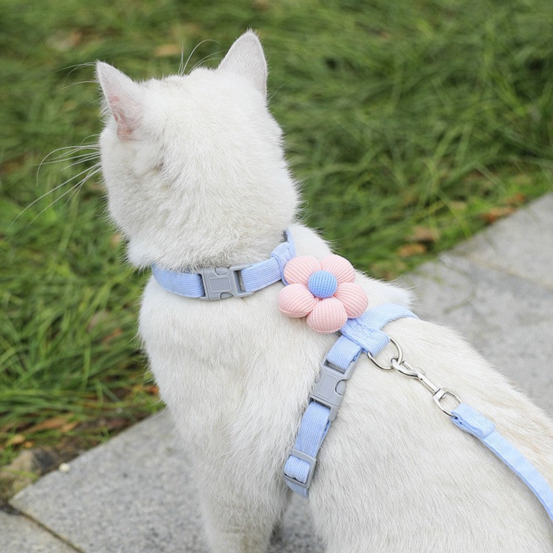 Cat Cartoon Leash For Outdoor Use With I-shaped Adjuster To Prevent Escape