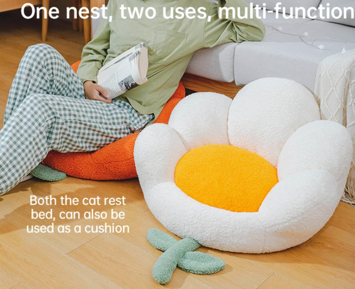 Flower Shaped Cat Nest Soft Non Slip Thick Comfortable Bed Multifunctional Cushion Suitable For Small Cats And Dogs