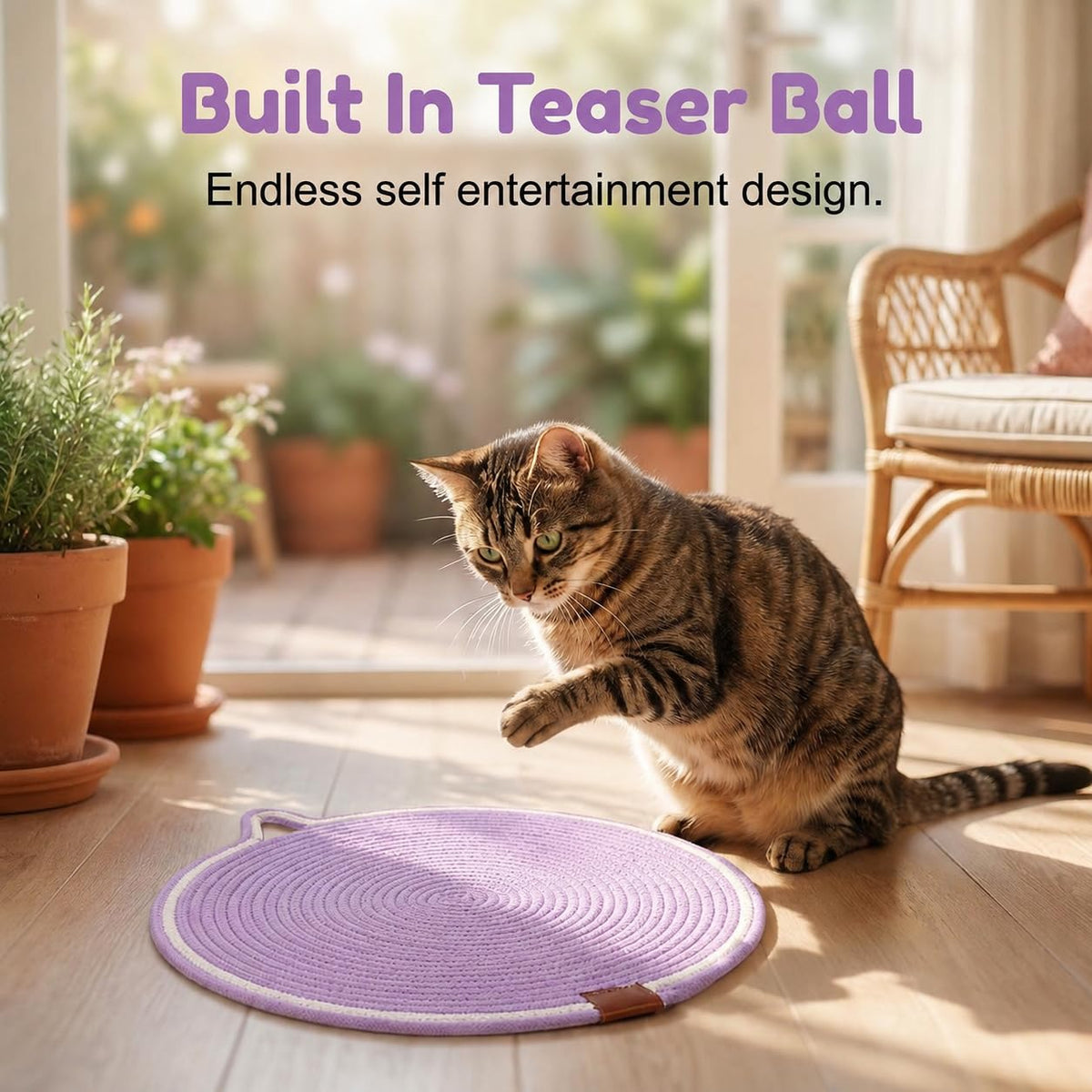 Cat Scratch Pad For Indoor Cats Kitten Round Cat Scratcher Pad, Woven Cotton Rope Cat Scratching Mat, Couch Protector For Wall, Furniture, Carpets