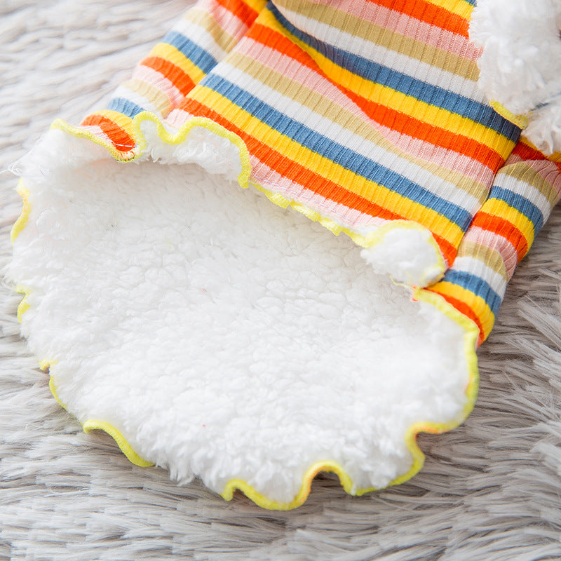 Knitted rainbow dog clothes
