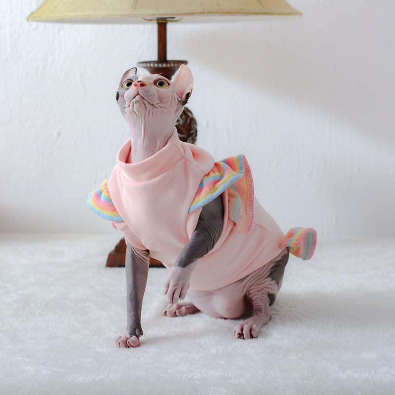 Sphynx Cat Shirt With Ruffles Soft Breathable Velvet
