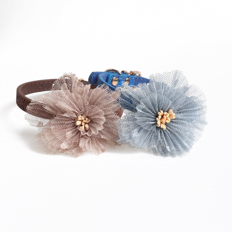 Flower pu pet collar