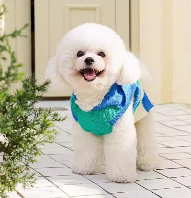 Striped Hooded Knitted Warm Pet Clothes