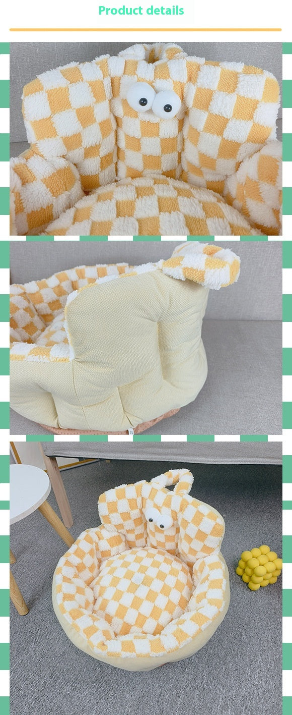 Big Eye Chessboard Sofa Round Dogs And Cats Bed Pet Bed Four Seasons Universal